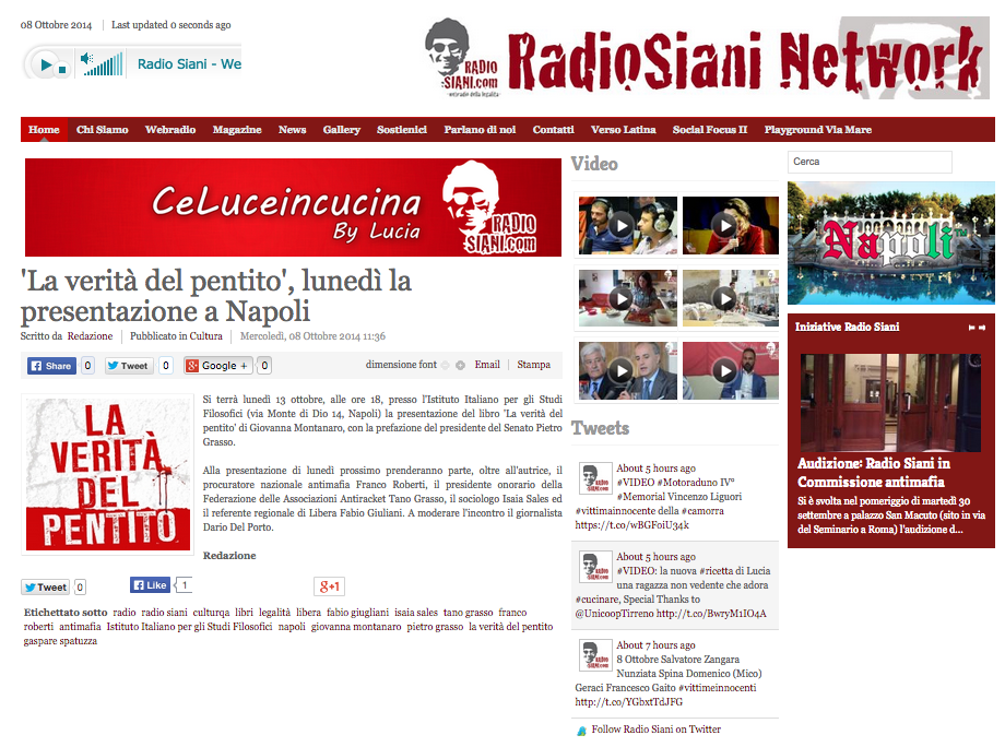 La Verità del Pentito - RadioSianiNetwork - 08 ottobre 2014