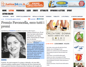 Premio Pavoncella - Giovanna Montanaro - 4 giugno 2014 - Latina24ore